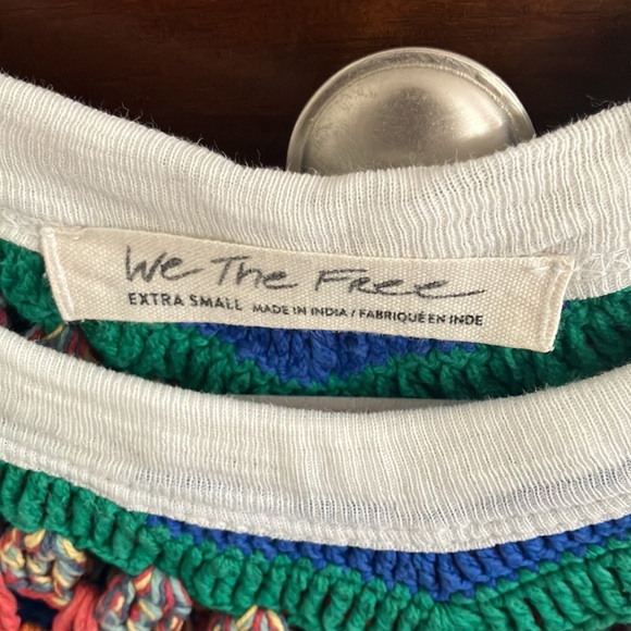 FREE PEOPLE WE THE FREE multicolor macrame t-shirt Size XS/S - Picture 4 of 11